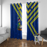 Saint Vincent and the Grenadines Christmas Window Curtain with Parrot Playing Steelpan and Tropical Pattern Design - Wonder Print Shop