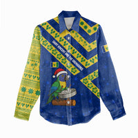 Saint Vincent and the Grenadines Christmas Women Casual Shirt with Parrot Playing Steelpan and Tropical Pattern Design - Wonder Print Shop