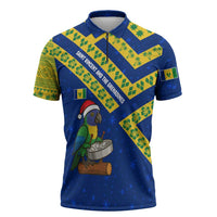 Saint Vincent and the Grenadines Christmas Zipper Polo Shirt with Parrot Playing Steelpan and Tropical Pattern Design - Wonder Print Shop