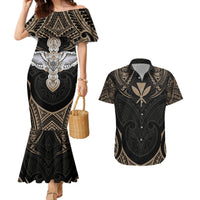 Polynesian Hawaii Tattoo Couples Matching Mermaid Dress and Hawaiian Shirt - Wonder Print Shop