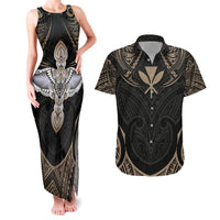 Polynesian Hawaii Tattoo Couples Matching Tank Maxi Dress and Hawaiian Shirt - Wonder Print Shop