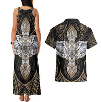 Polynesian Hawaii Tattoo Couples Matching Tank Maxi Dress and Hawaiian Shirt - Wonder Print Shop