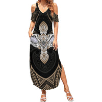 Polynesian Hawaii Tattoo Family Matching Summer Maxi Dress and Hawaiian Shirt - Wonder Print Shop