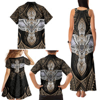 Polynesian Hawaii Tattoo Family Matching Tank Maxi Dress and Hawaiian Shirt - Wonder Print Shop