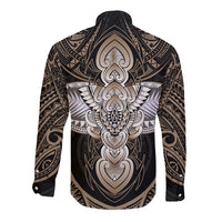 Polynesian Hawaii Tattoo Long Sleeve Button Shirt - Wonder Print Shop