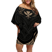 Polynesian Hawaii Tattoo Off Shoulder Short Dress - Wonder Print Shop