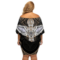 Polynesian Hawaii Tattoo Off Shoulder Short Dress - Wonder Print Shop