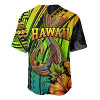 Hawaii Baseball Jersey Polynesian Fish Hook and Hibiscus Flowers with Gradient Pattern - Wonder Print Shop