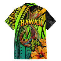Hawaii Family Matching Mermaid Dress and Hawaiian Shirt Polynesian Fish Hook and Hibiscus Flowers with Gradient Pattern - Wonder Print Shop