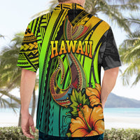 Hawaii Hawaiian Shirt Polynesian Fish Hook and Hibiscus Flowers with Gradient Pattern - Wonder Print Shop