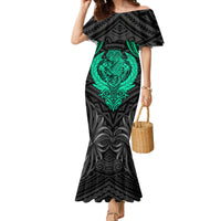 Polynesian Family Matching Mermaid Dress and Hawaiian Shirt Abstract Tiki - Wonder Print Shop