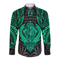 Polynesian Long Sleeve Button Shirt Abstract Tiki - Wonder Print Shop