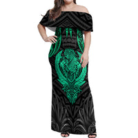 Polynesian Off Shoulder Maxi Dress Abstract Tiki - Wonder Print Shop
