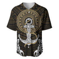 Polynesian Swordfish Baseball Jersey with Anchor Pattern and Tribal Turtle - Wonder Print Shop