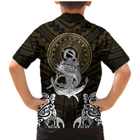 Polynesian Swordfish Family Matching Mermaid Dress and Hawaiian Shirt with Anchor Pattern and Tribal Turtle - Wonder Print Shop