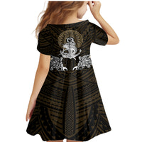 Polynesian Swordfish Family Matching Mermaid Dress and Hawaiian Shirt with Anchor Pattern and Tribal Turtle - Wonder Print Shop