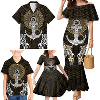 Polynesian Swordfish Family Matching Mermaid Dress and Hawaiian Shirt with Anchor Pattern and Tribal Turtle - Wonder Print Shop