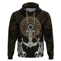 Polynesian Swordfish Hoodie with Anchor Pattern and Tribal Turtle - Wonder Print Shop