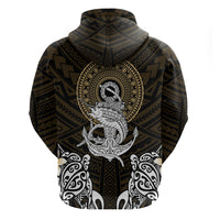 Polynesian Swordfish Hoodie with Anchor Pattern and Tribal Turtle - Wonder Print Shop