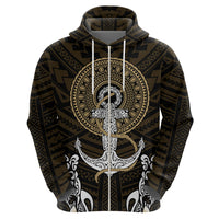 Polynesian Swordfish Hoodie with Anchor Pattern and Tribal Turtle - Wonder Print Shop