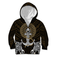 Polynesian Swordfish Kid Hoodie with Anchor Pattern and Tribal Turtle - Wonder Print Shop