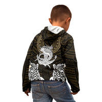 Polynesian Swordfish Kid Hoodie with Anchor Pattern and Tribal Turtle - Wonder Print Shop