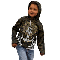 Polynesian Swordfish Kid Hoodie with Anchor Pattern and Tribal Turtle - Wonder Print Shop