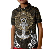 Polynesian Swordfish Kid Polo Shirt with Anchor Pattern and Tribal Turtle - Wonder Print Shop