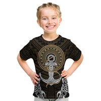 Polynesian Swordfish Kid T Shirt with Anchor Pattern and Tribal Turtle - Wonder Print Shop