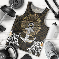 Polynesian Swordfish Men Tank Top with Anchor Pattern and Tribal Turtle - Wonder Print Shop