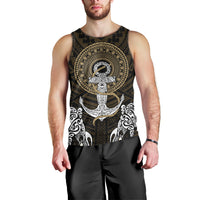 Polynesian Swordfish Men Tank Top with Anchor Pattern and Tribal Turtle - Wonder Print Shop