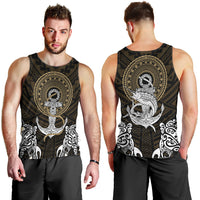 Polynesian Swordfish Men Tank Top with Anchor Pattern and Tribal Turtle - Wonder Print Shop