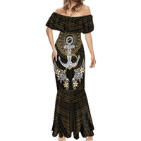 Polynesian Swordfish Mermaid Dress with Anchor Pattern and Tribal Turtle - Wonder Print Shop