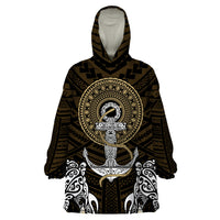Polynesian Swordfish Wearable Blanket Hoodie with Anchor Pattern and Tribal Turtle - Wonder Print Shop