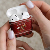 Merry Christmas Siberian Husky Dog Happy Pills AirPods Case Husky Dogs in Pill Bottle and Red Snowflake - Wonder Print Shop