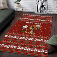 Merry Christmas Siberian Husky Dog Happy Pills Area Rug Husky Dogs in Pill Bottle and Red Snowflake - Wonder Print Shop