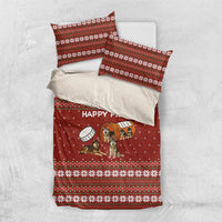 Merry Christmas Siberian Husky Dog Happy Pills Bedding Set Husky Dogs in Pill Bottle and Red Snowflake - Wonder Print Shop