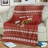Merry Christmas Siberian Husky Dog Happy Pills Blanket Husky Dogs in Pill Bottle and Red Snowflake - Wonder Print Shop