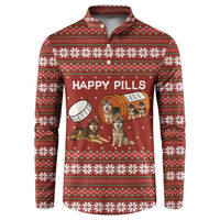 Merry Christmas Siberian Husky Dog Happy Pills Button Sweatshirt Husky Dogs in Pill Bottle and Red Snowflake - Wonder Print Shop