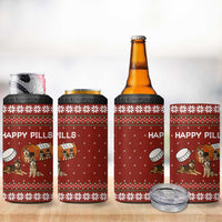 Merry Christmas Siberian Husky Dog Happy Pills 4 in 1 Can Cooler Tumbler Husky Dogs in Pill Bottle and Red Snowflake - Wonder Print Shop