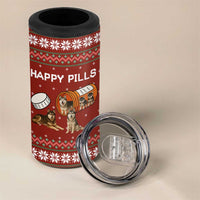 Merry Christmas Siberian Husky Dog Happy Pills 4 in 1 Can Cooler Tumbler Husky Dogs in Pill Bottle and Red Snowflake - Wonder Print Shop