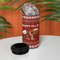 Merry Christmas Siberian Husky Dog Happy Pills 4 in 1 Can Cooler Tumbler Husky Dogs in Pill Bottle and Red Snowflake - Wonder Print Shop