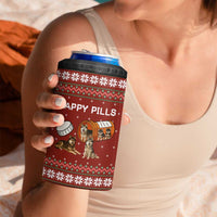 Merry Christmas Siberian Husky Dog Happy Pills 4 in 1 Can Cooler Tumbler Husky Dogs in Pill Bottle and Red Snowflake - Wonder Print Shop