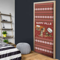 Merry Christmas Siberian Husky Dog Happy Pills Door Cover Husky Dogs in Pill Bottle and Red Snowflake - Wonder Print Shop