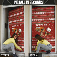 Merry Christmas Siberian Husky Dog Happy Pills Door Cover Husky Dogs in Pill Bottle and Red Snowflake - Wonder Print Shop