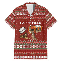 Merry Christmas Siberian Husky Dog Happy Pills Family Matching Mermaid Dress and Hawaiian Shirt Husky Dogs in Pill Bottle and Red Snowflake - Wonder Print Shop