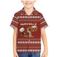 Merry Christmas Siberian Husky Dog Happy Pills Family Matching Mermaid Dress and Hawaiian Shirt Husky Dogs in Pill Bottle and Red Snowflake - Wonder Print Shop