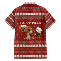 Merry Christmas Siberian Husky Dog Happy Pills Family Matching Off Shoulder Maxi Dress and Hawaiian Shirt Husky Dogs in Pill Bottle and Red Snowflake - Wonder Print Shop