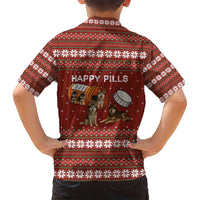 Merry Christmas Siberian Husky Dog Happy Pills Family Matching Puletasi and Hawaiian Shirt Husky Dogs in Pill Bottle and Red Snowflake - Wonder Print Shop