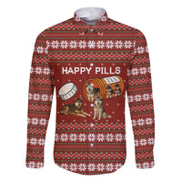Merry Christmas Siberian Husky Dog Happy Pills Family Matching Puletasi and Hawaiian Shirt Husky Dogs in Pill Bottle and Red Snowflake - Wonder Print Shop